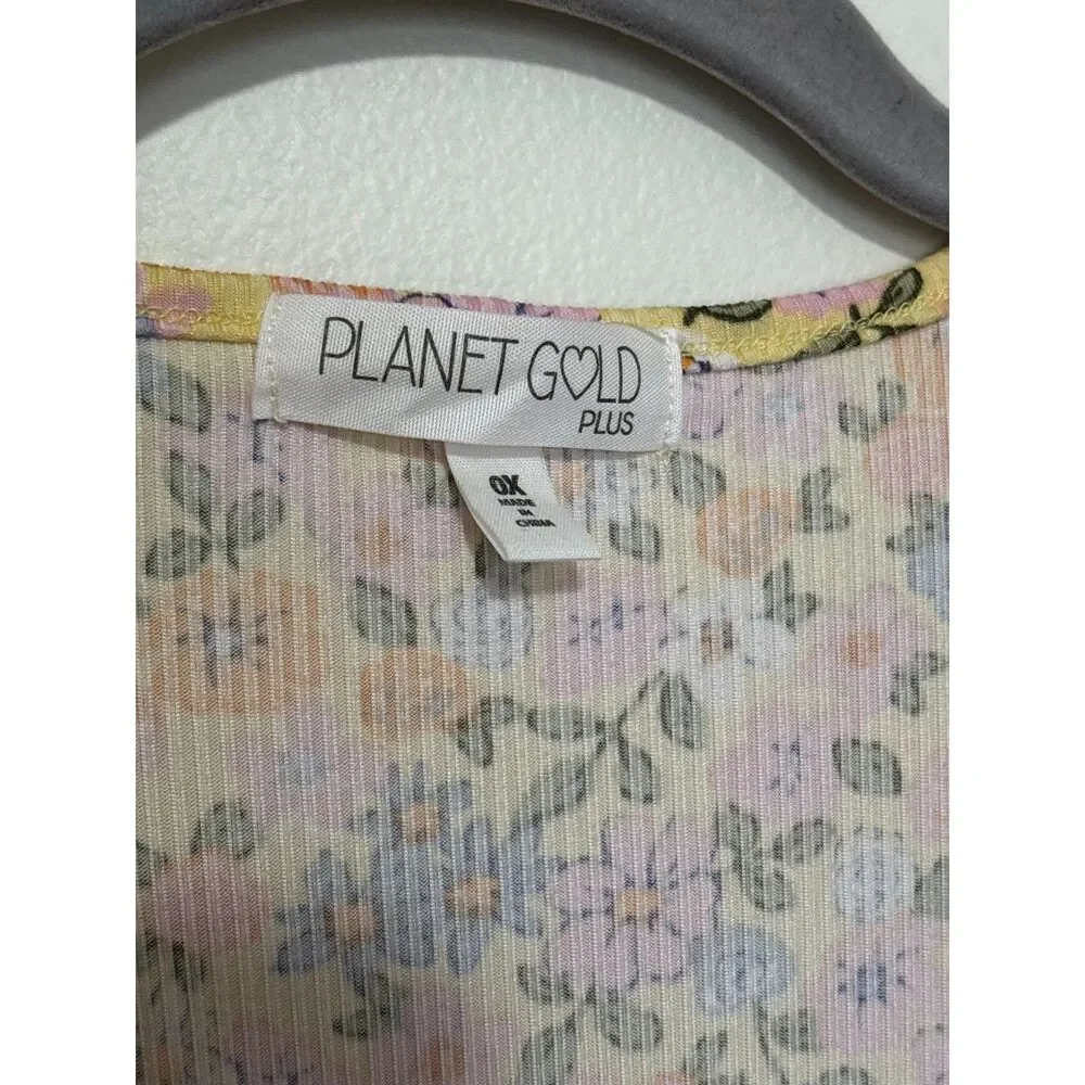 Planet Gold Plus 0X Floral Tiered Dress Pastel‎ Cottagecore Boho Babydoll Spring